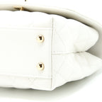 CHANEL SMALL COCO HANDLE CAVIAR WHITE LGHW (MICROCHIP)