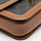 Celine Classique Triomphe bag in triomphe canvas and calfskin tan GHW