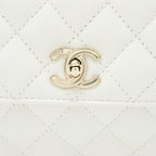 CHANEL SMALL COCO HANDLE CAVIAR WHITE LGHW (MICROCHIP)