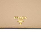 PRADA GIADA SAFFIANO LEATHER WALLET ON CHAIN BEIGE