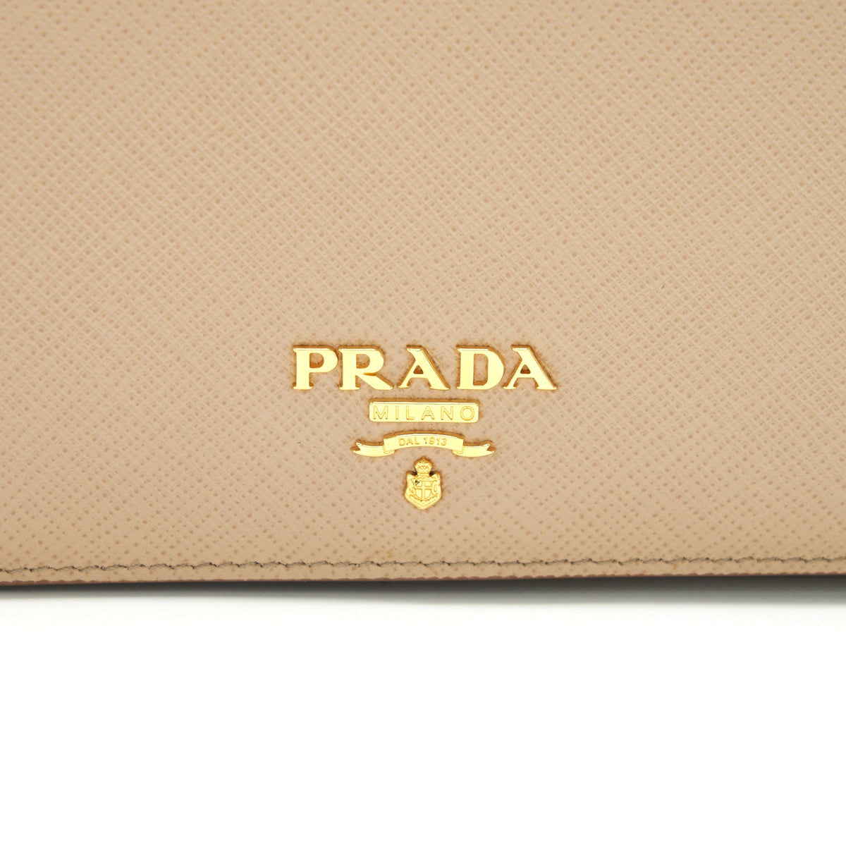 PRADA GIADA SAFFIANO LEATHER WALLET ON CHAIN BEIGE