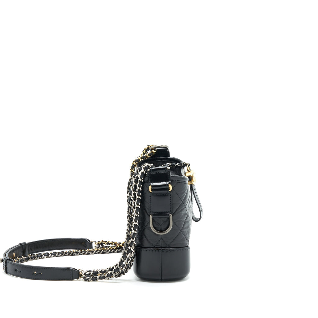 CHANEL SMALL GABRIELLE HOBO BAG BLACK MULTICOLOUR HARDWARE
