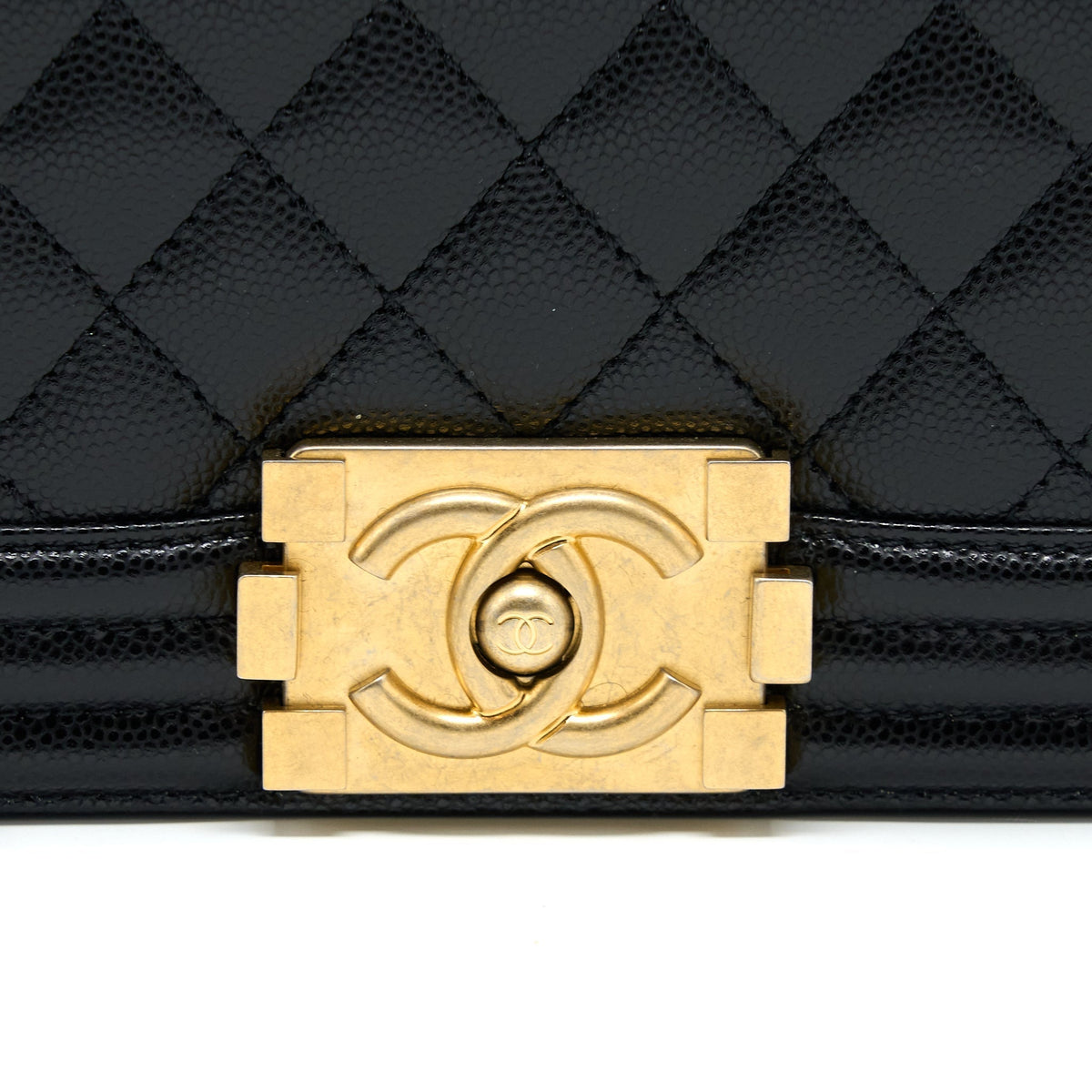 CHANEL SMALL BOY BAG CAVIAR BLACK GHW (MICROCHIP)