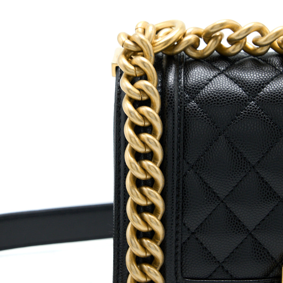CHANEL SMALL BOY BAG CAVIAR BLACK GHW (MICROCHIP)