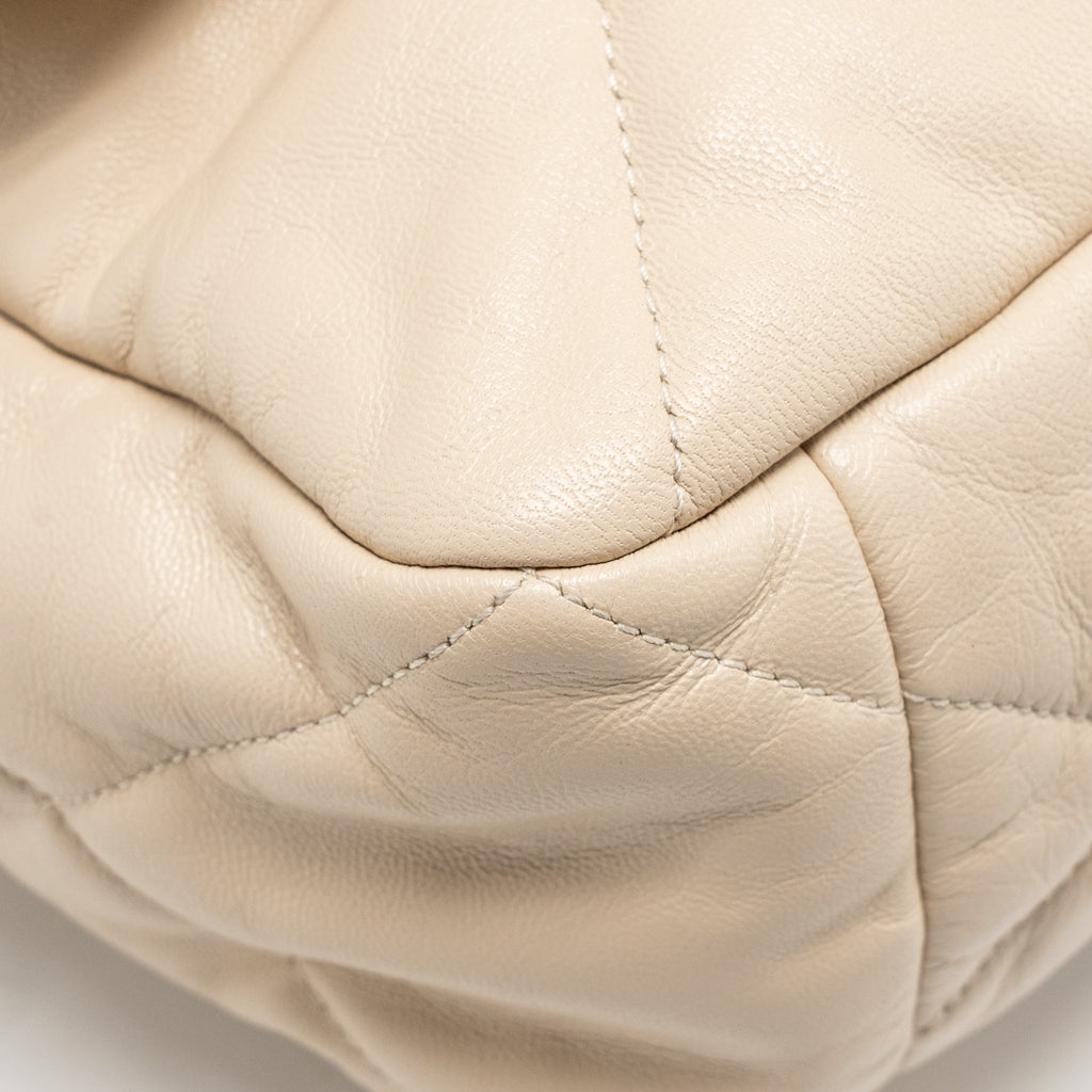 CHANEL MAXI 19 BAG GOATSKIN BEIGE MULTICOLOR HARDWARE