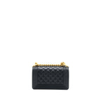 CHANEL SMALL BOY CAVIAR BLACK BRUSHED GHW (MICROCHIP)