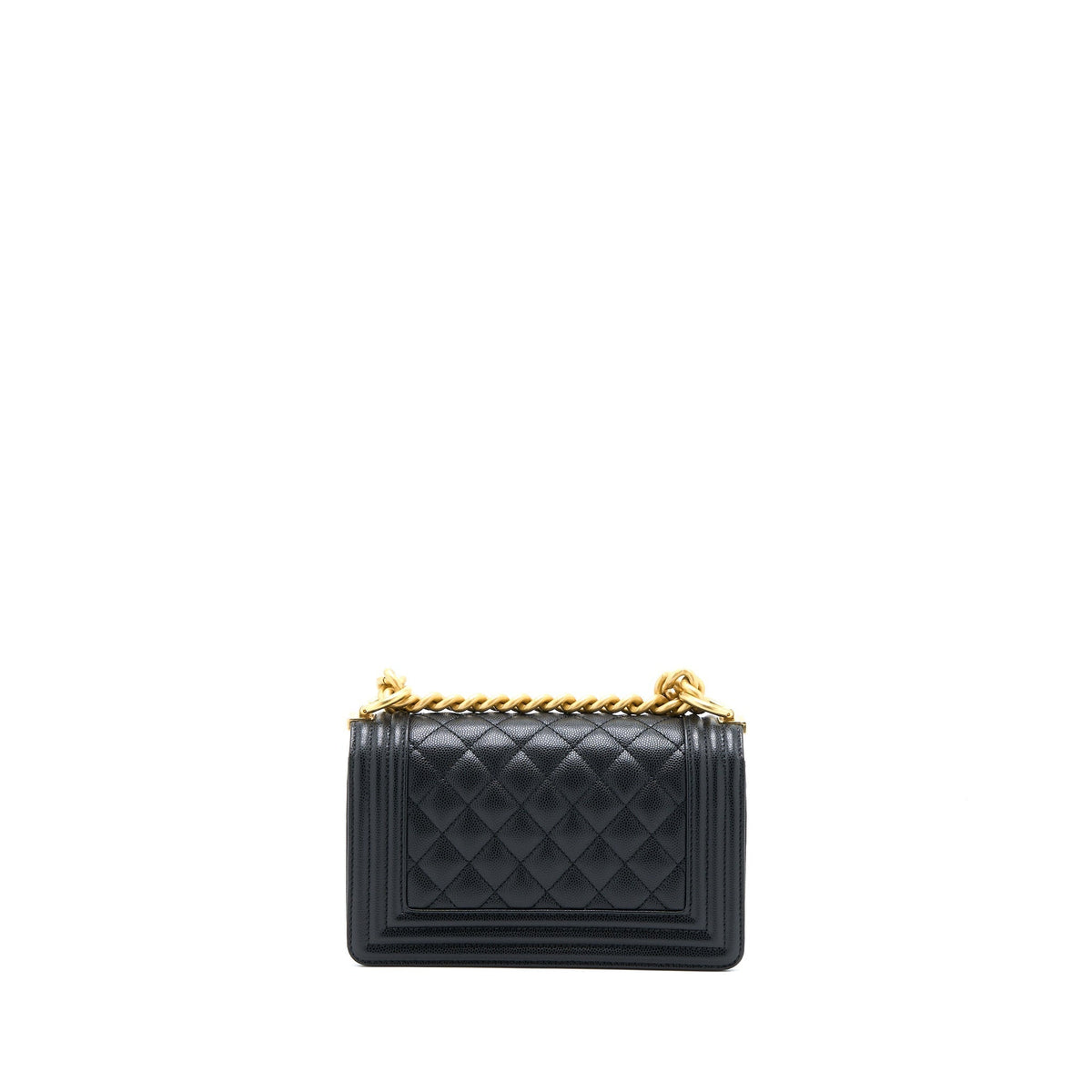 CHANEL SMALL BOY CAVIAR BLACK BRUSHED GHW (MICROCHIP)