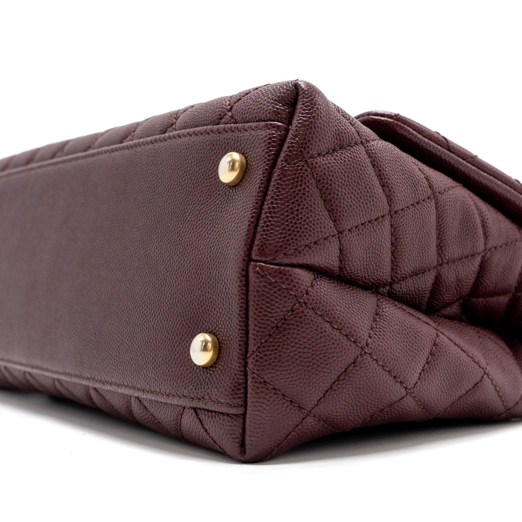 CHANEL MEDIUM COCO HANDLE WITH LIZARD HANDLE CAVIAR BURGUNDY GHW