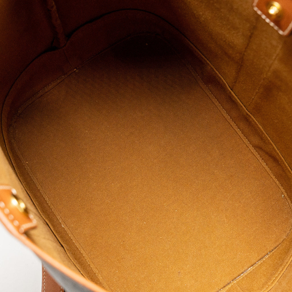 Celine medium bucket bag triomphe canvas/calfskin tan GHW