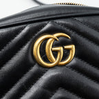 GUCCI GG MARMONT CAMERA BAG LEATHER BLACK GHW