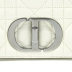 DIOR SMALL DIOR CARO BAG LATTE QUILTED MACROCANNAGE CALFSKIN WHITE BLACK HARDWARE