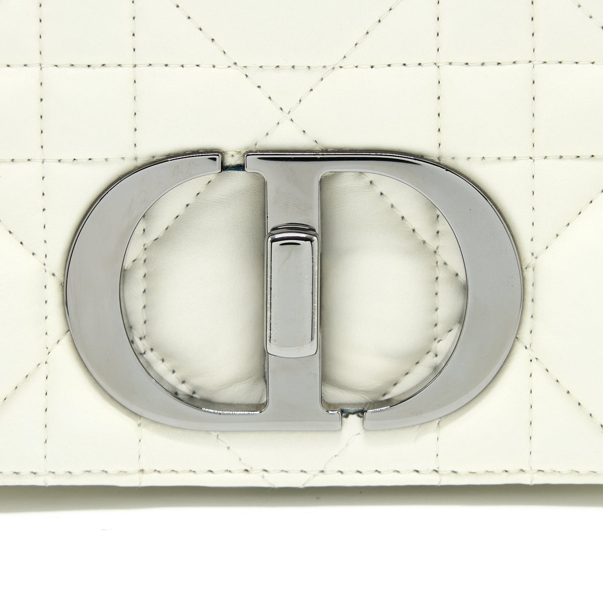 DIOR SMALL DIOR CARO BAG LATTE QUILTED MACROCANNAGE CALFSKIN WHITE BLACK HARDWARE