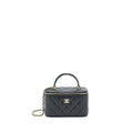 CHANEL TOP HANDLE LONG VANITY WITH CHAIN LAMBSKIN BLACK LGHW