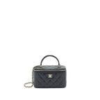 CHANEL TOP HANDLE LONG VANITY WITH CHAIN LAMBSKIN BLACK LGHW