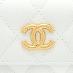 CHANEL 23C COCO LOVE MINI FLAP BAG WITH CHAIN CAVIAR WHITE BRUSHED GHW (MICROCHIP)