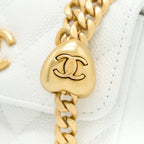 CHANEL 23C COCO LOVE MINI FLAP BAG WITH CHAIN CAVIAR WHITE BRUSHED GHW (MICROCHIP)