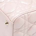 DIOR MEDIUM LADY DIOR LAMBSKIN IRIDESCENT PINK LGHW