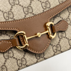 GUCCI HORSEBIT 1955 MINI BAG GG SUPREME CANVAS BEIGE/DARK BROWN GHW