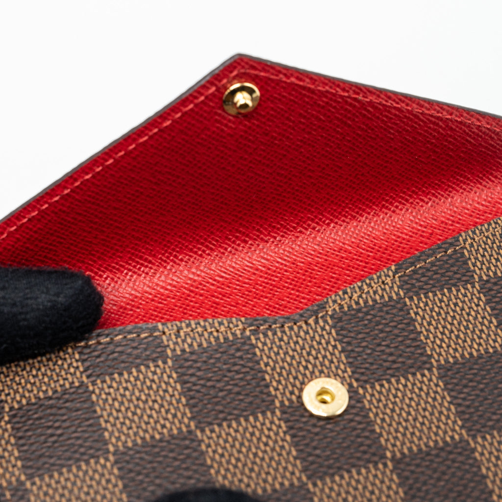 LOUIS VUITTON CARD HOLDER RECTO VERSO DAMIER EBENE/ RED GHW (NEW VERSION)