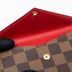 LOUIS VUITTON CARD HOLDER RECTO VERSO DAMIER EBENE/ RED GHW (NEW VERSION)