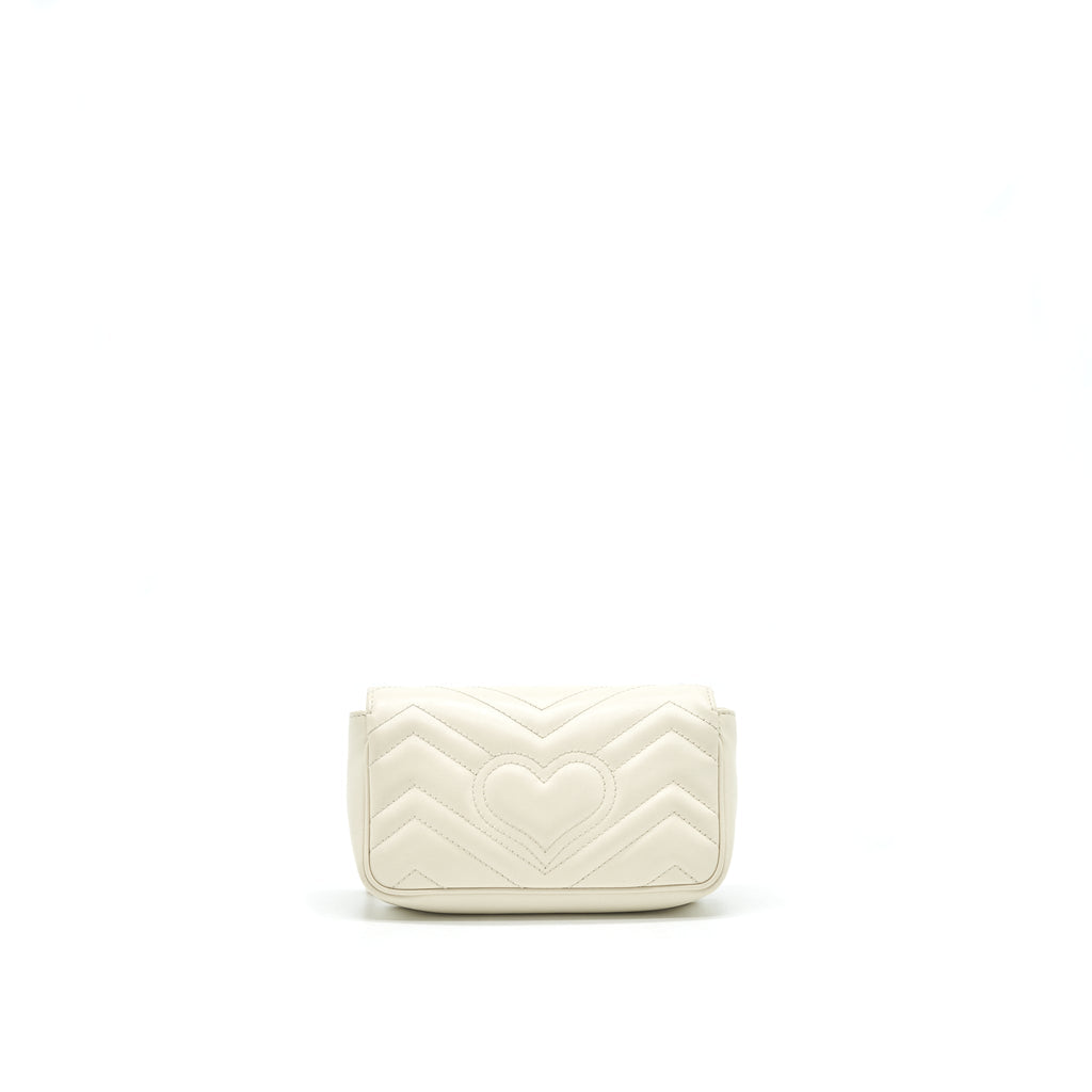 GUCCI GG MARMONT SUPER MINI WHITE WITH GHW