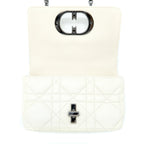 DIOR SMALL DIOR CARO BAG LATTE QUILTED MACROCANNAGE CALFSKIN WHITE BLACK HARDWARE