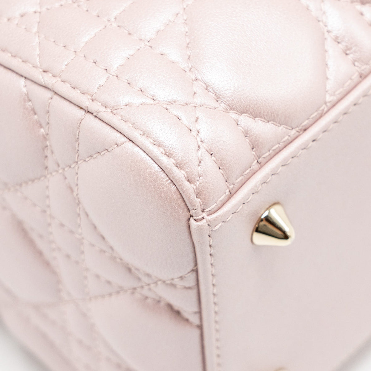 DIOR MEDIUM LADY DIOR LAMBSKIN IRIDESCENT PINK LGHW