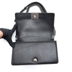 CHANEL MEDIUM BOY BAG LAMBSKIN BLACK RUTHENIUM SLIVER HARDWARE
