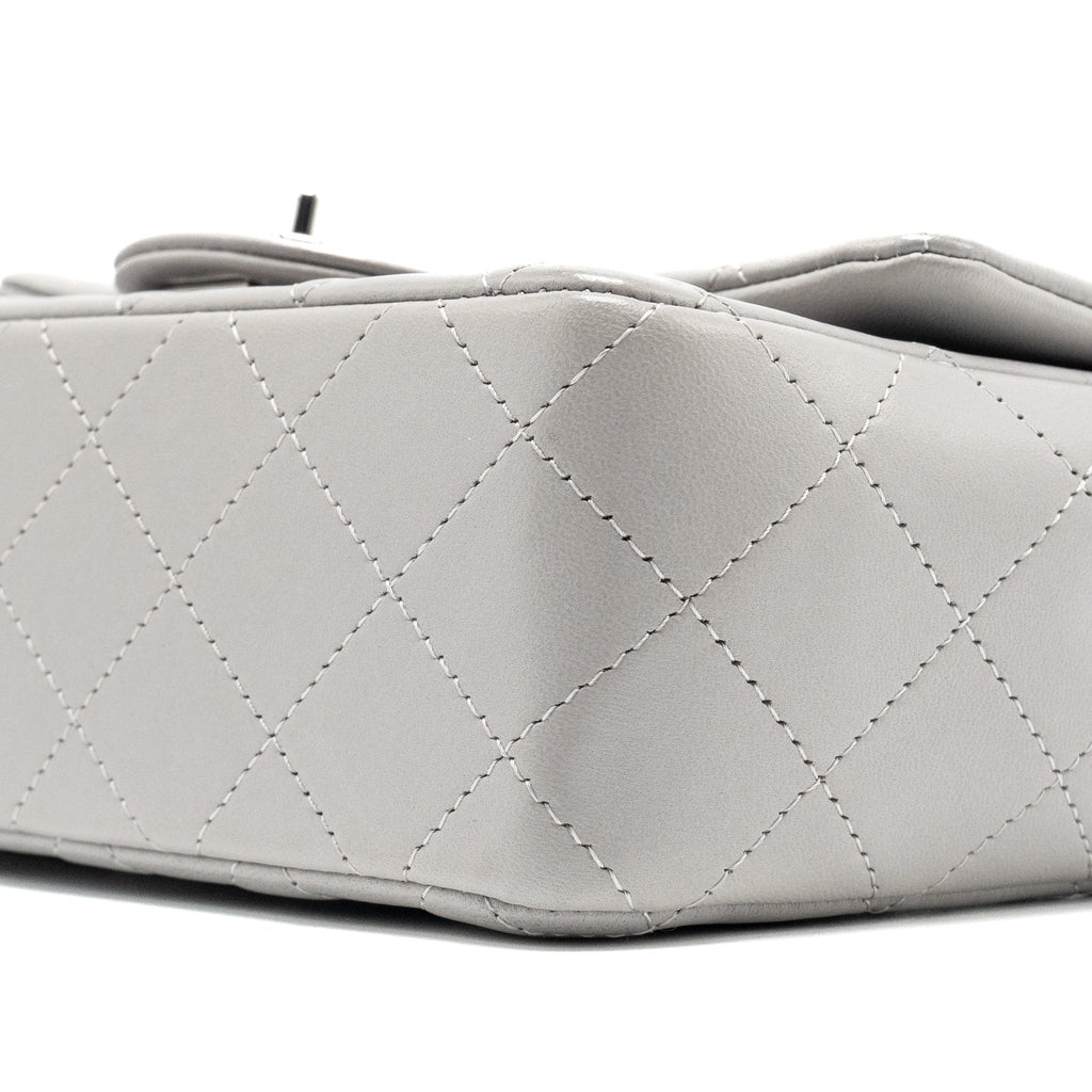 CHANEL MINI RECTANGULAR FLAP BAG LAMBSKIN LIGHT GREY SHW(MICROCHIP)