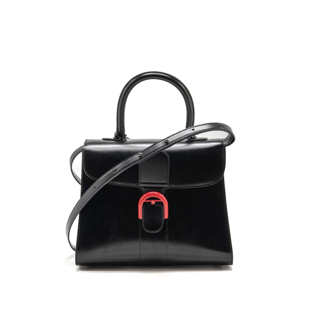 Delvaux brilliant MM box leather black with multicolour hardware