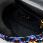 CHANEL 22S PEARL CRUSH MINI SQUARE FLAP BAG FABRIC / TWEED BLACK / MULTICOLOR GHW (MICROCHIP)