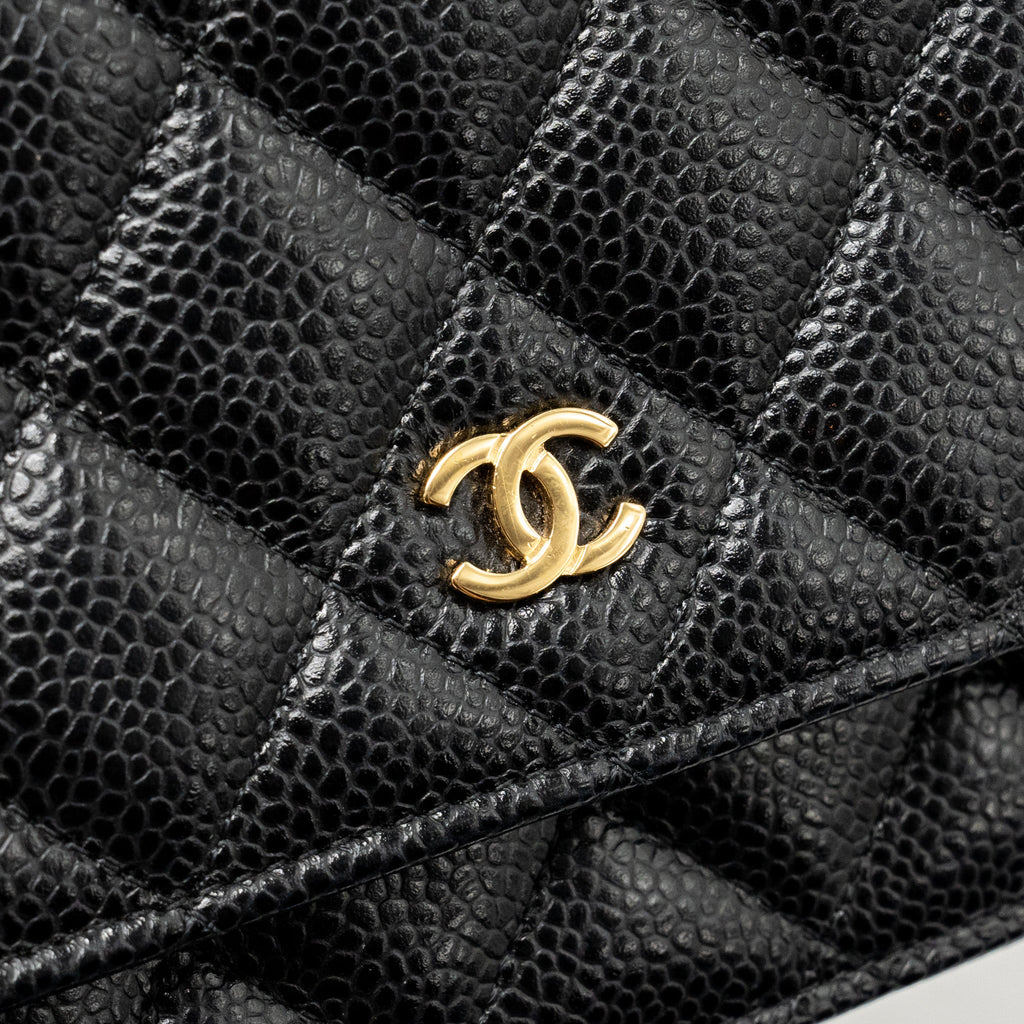 CHANEL CLASSIC WALLET ON CHAIN CAVIAR BLACK GHW (MICROCHIP)