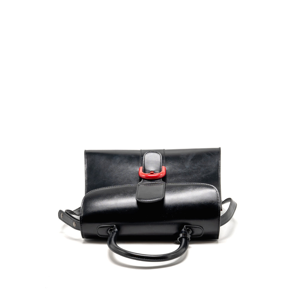 Delvaux brilliant MM box leather black with multicolour hardware