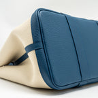 Hermes Garden Party 36 Canvas / Vache Country Craie / Bleu Outremer SHW