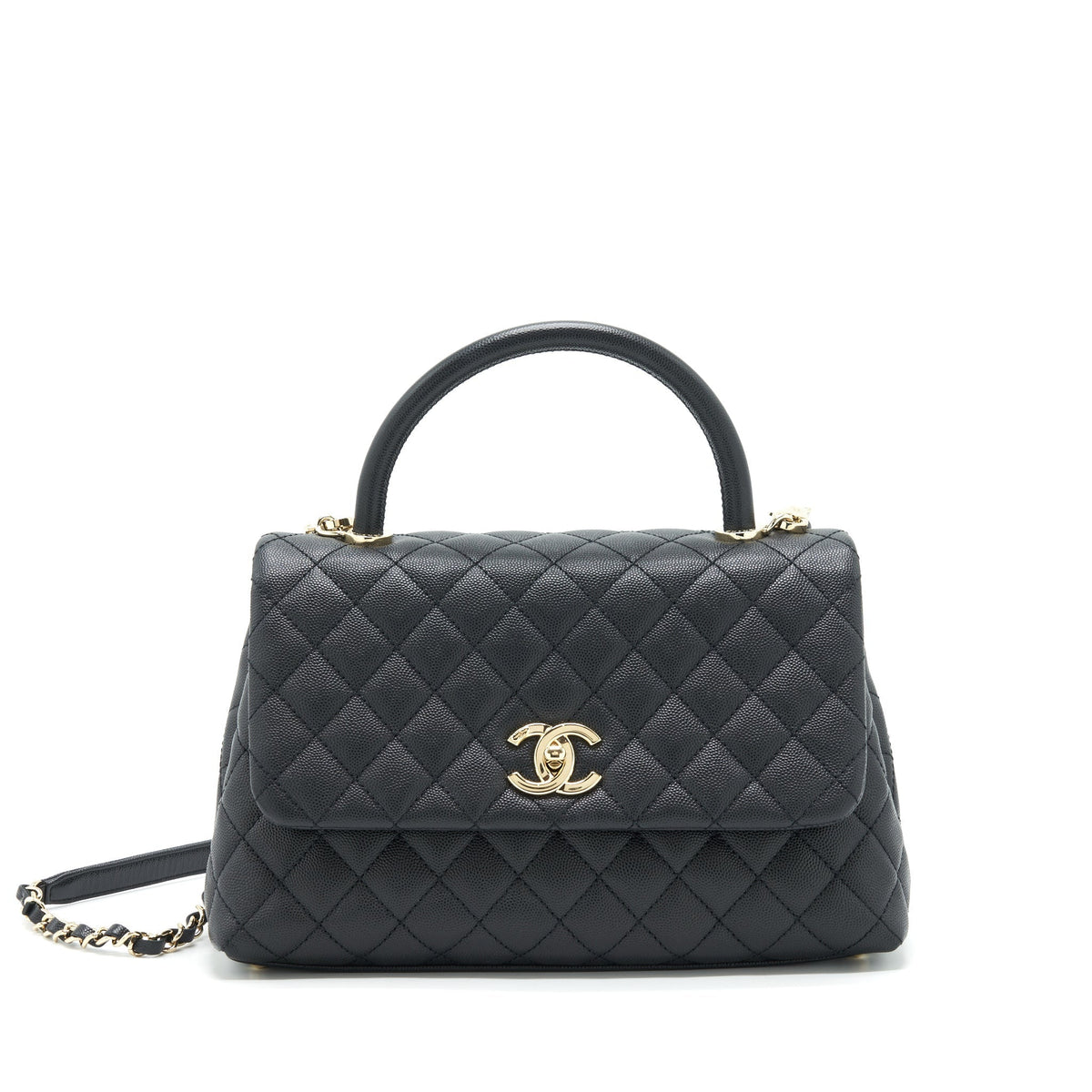 CHANEL MEDIUM COCO HANDLE 28CM CAVIAR BLACK LGHW
