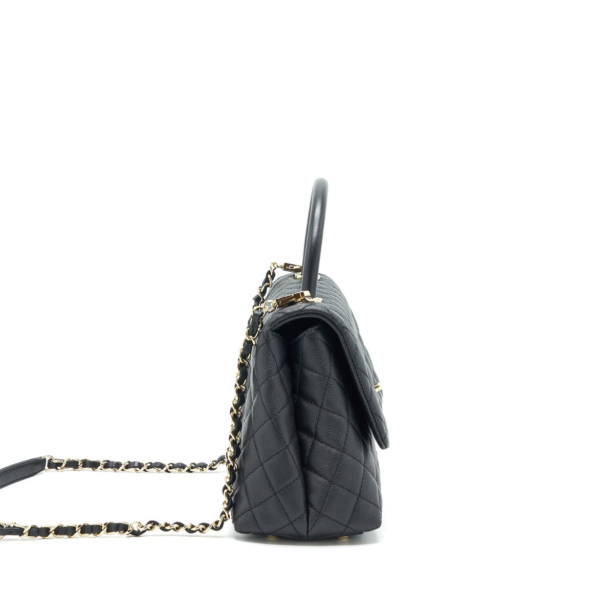 CHANEL MEDIUM COCO HANDLE 28CM CAVIAR BLACK LGHW