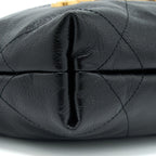 CHANEL 23S MINI 22 BAG WITH PEARL SHINY CALFSKIN BLACK GHW (MICROCHIP)