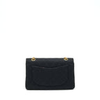 CHANEL VINTAGE SMALL CLASSIC FLAP BAG FABRIC BLACK RUTHENIUM GHW