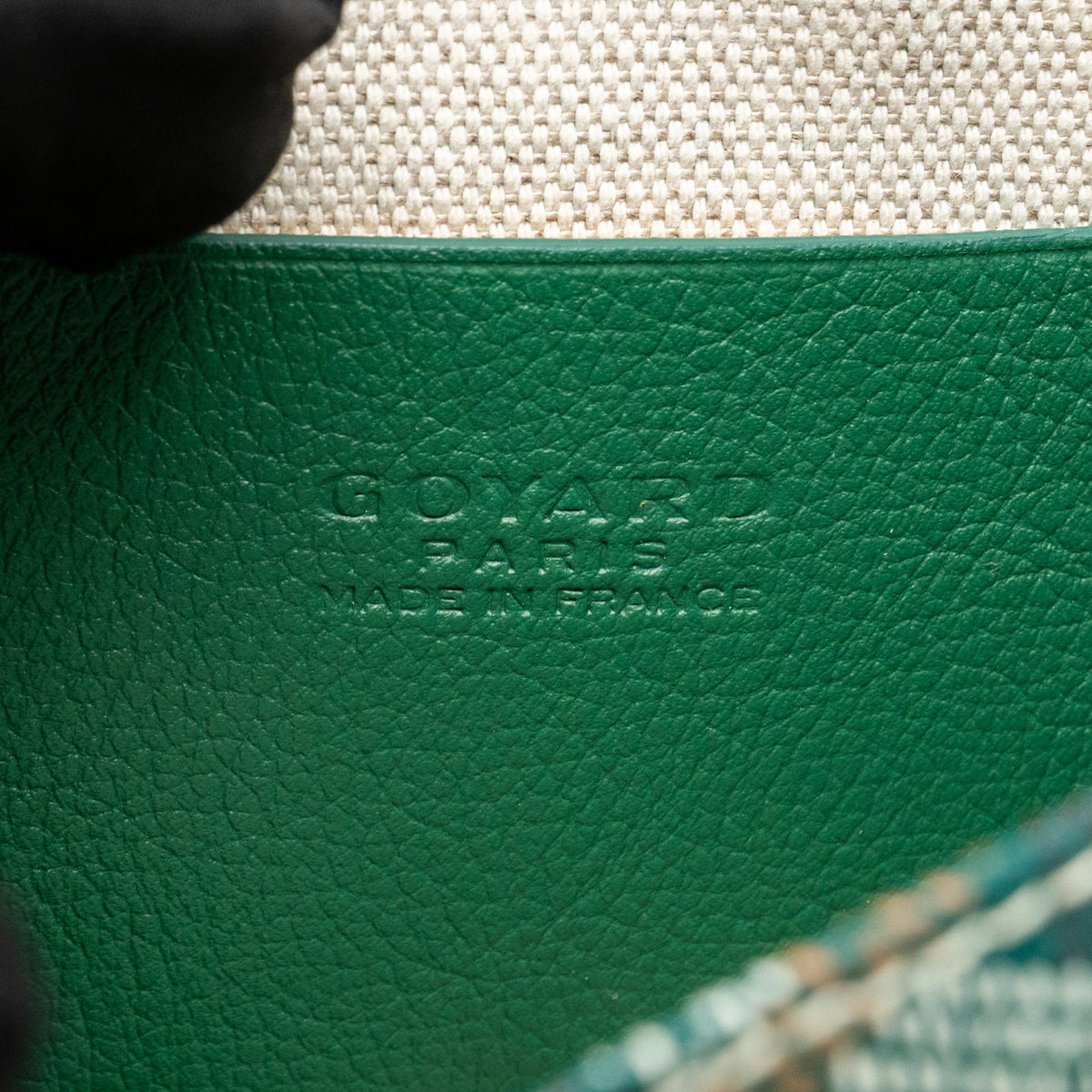 Goyard Plumet pouch wallet canvas / calfskin green SHW