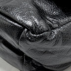 Balenciaga Medium Monaco Chain Shoulder Bag Crinkled Leather Black SHW