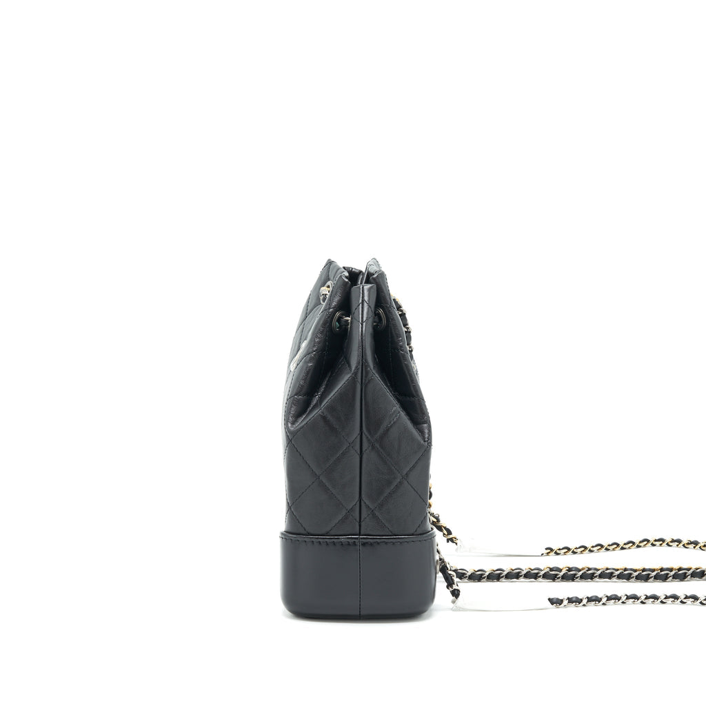 CHANEL SMALL GABRIELLE BACKPACK CALFSKIN BLACK MULTICOLOUR HARDWARE