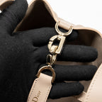 DIOR SMALL TOUJOURS TOTE BAG MACROCANNAGE CALFSKIN POWDER BEIGE LGHW