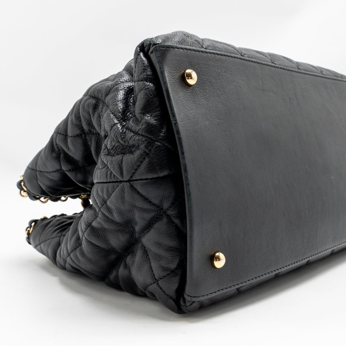 Chanel Quilted Chain Me Tote Bag Lambskin Black GHW
