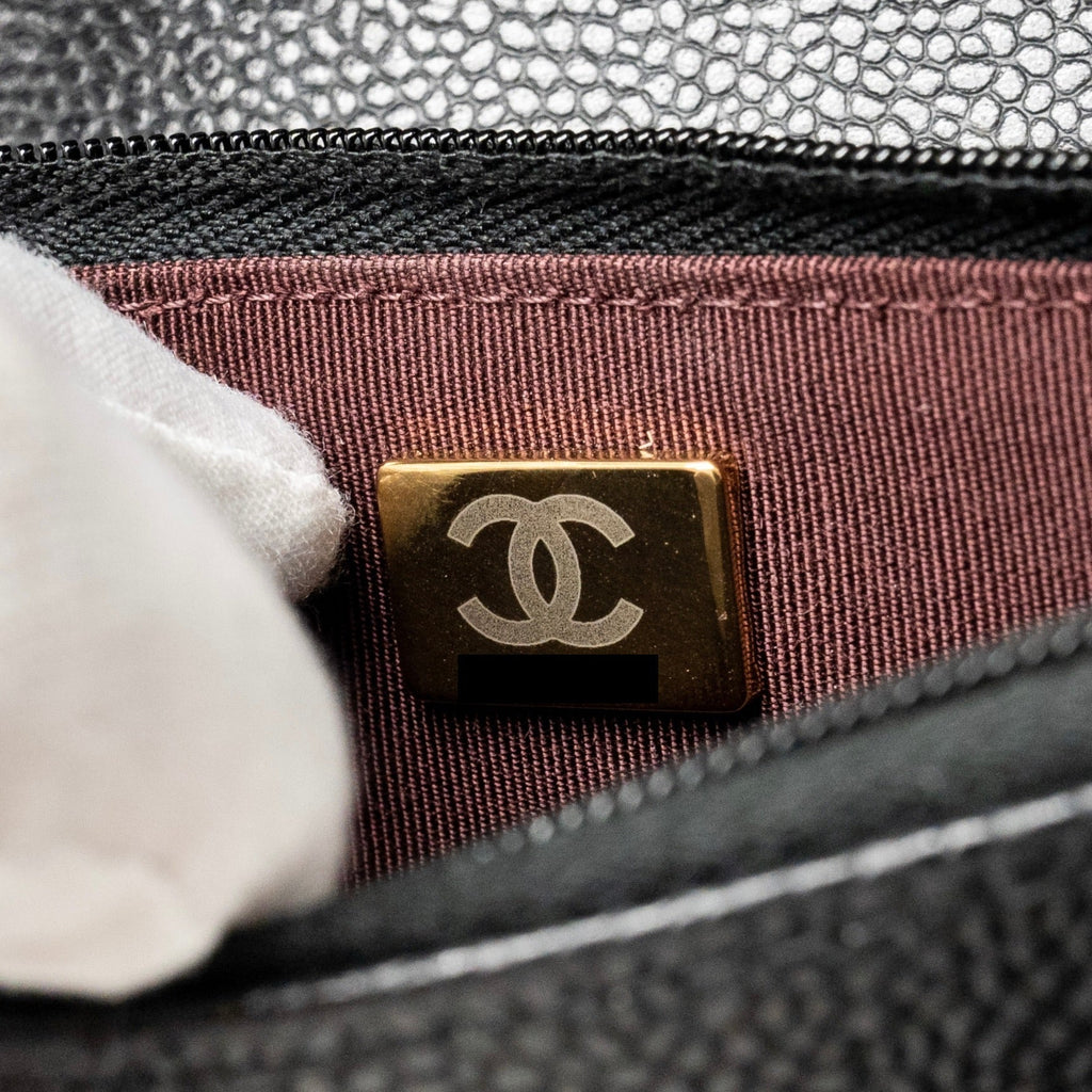 CHANEL CLASSIC WALLET ON CHAIN CAVIAR BLACK GHW (MICROCHIP)