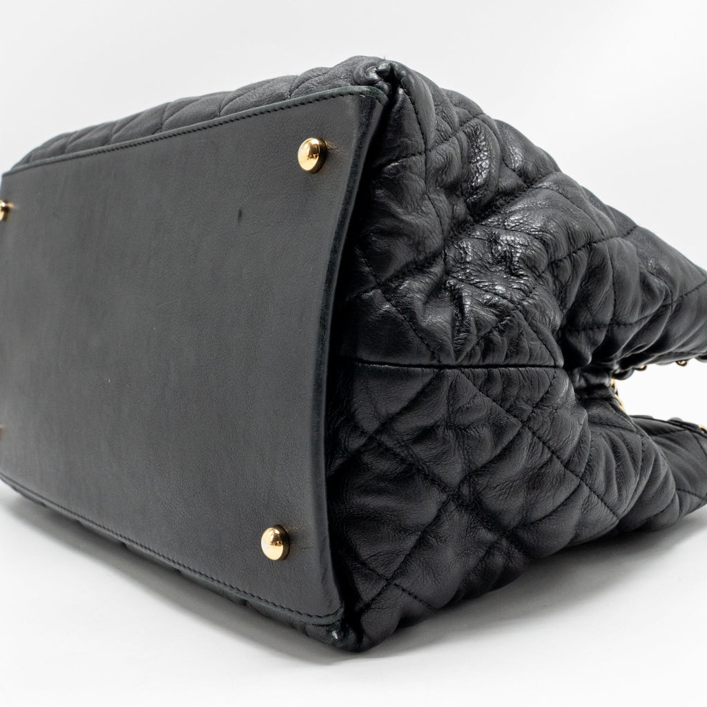 Chanel Quilted Chain Me Tote Bag Lambskin Black GHW