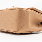 CHANEL TOP HANDLE MINI RECTANGULAR LAMBSKIN BEIGE LGHW (MICROCHIP)