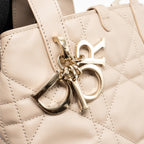 DIOR SMALL TOUJOURS TOTE BAG MACROCANNAGE CALFSKIN POWDER BEIGE LGHW