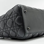 DIOR MEDIUM LADY DIOR ULTRAMATTE CANNAGE CALFSKIN SO BLACK