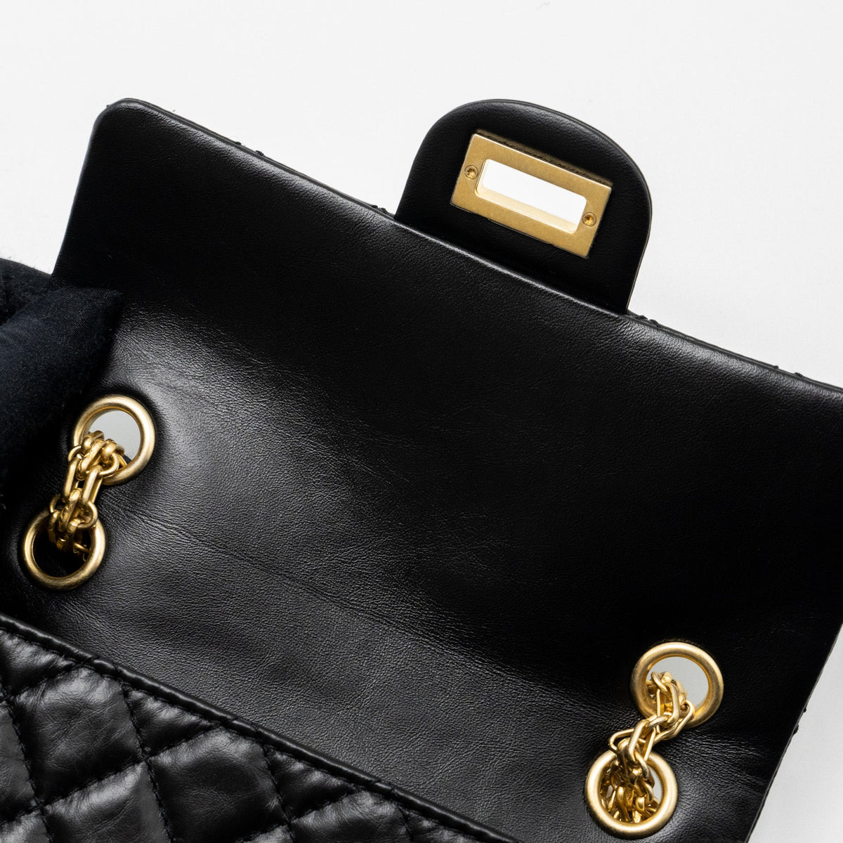 CHANEL MINI 2.55 REISSUE FLAP BAG AGED CALFSKIN BLACK GHW (MICROCHIP)