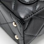 CHANEL FLAP VANITY WITH CHAIN LAMBSKIN BLACK LGWH (MICROCHIP)